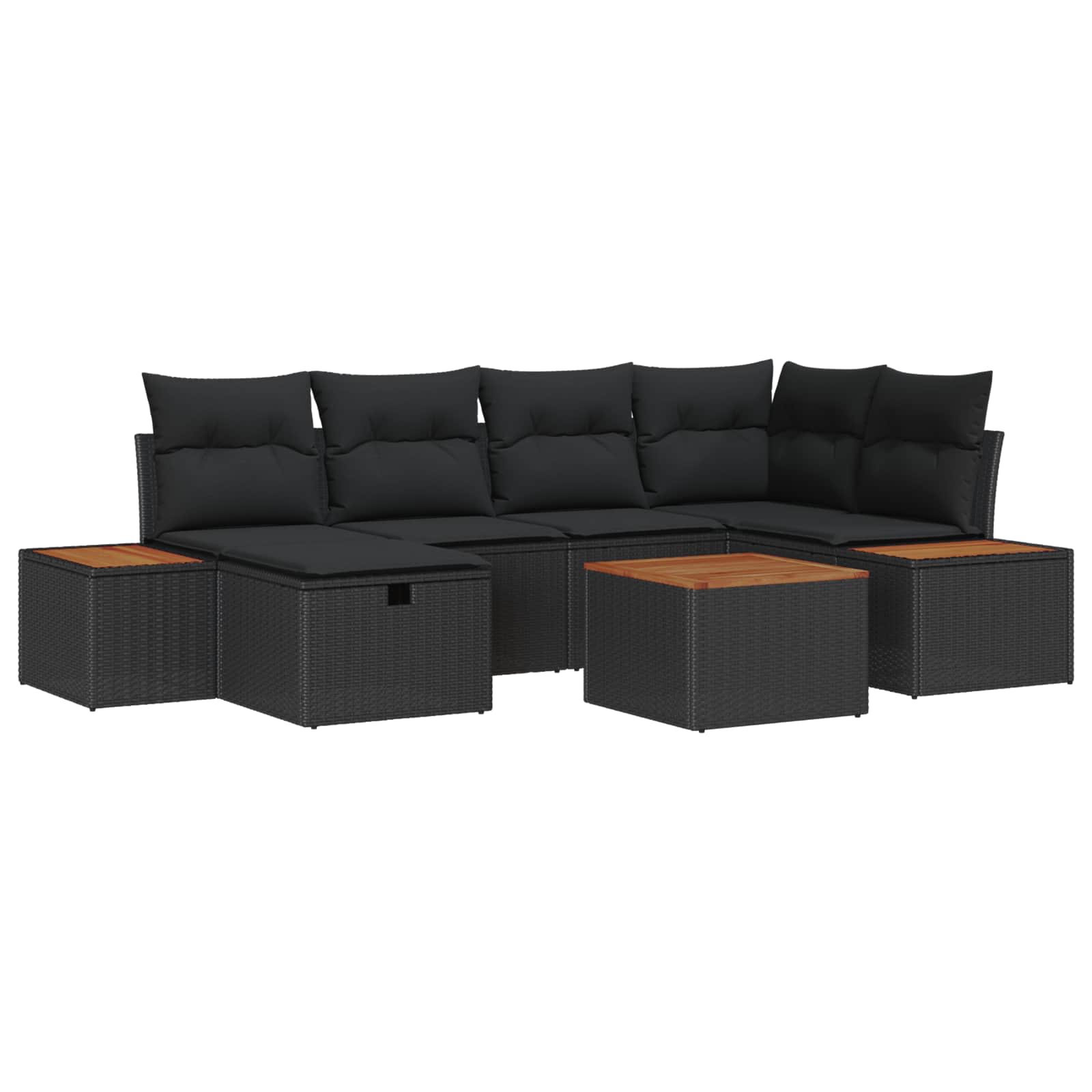 Sodo Sofų Rinkinys 7 pcs Juoda 55 x 62 x 69 cm Poli ratanas