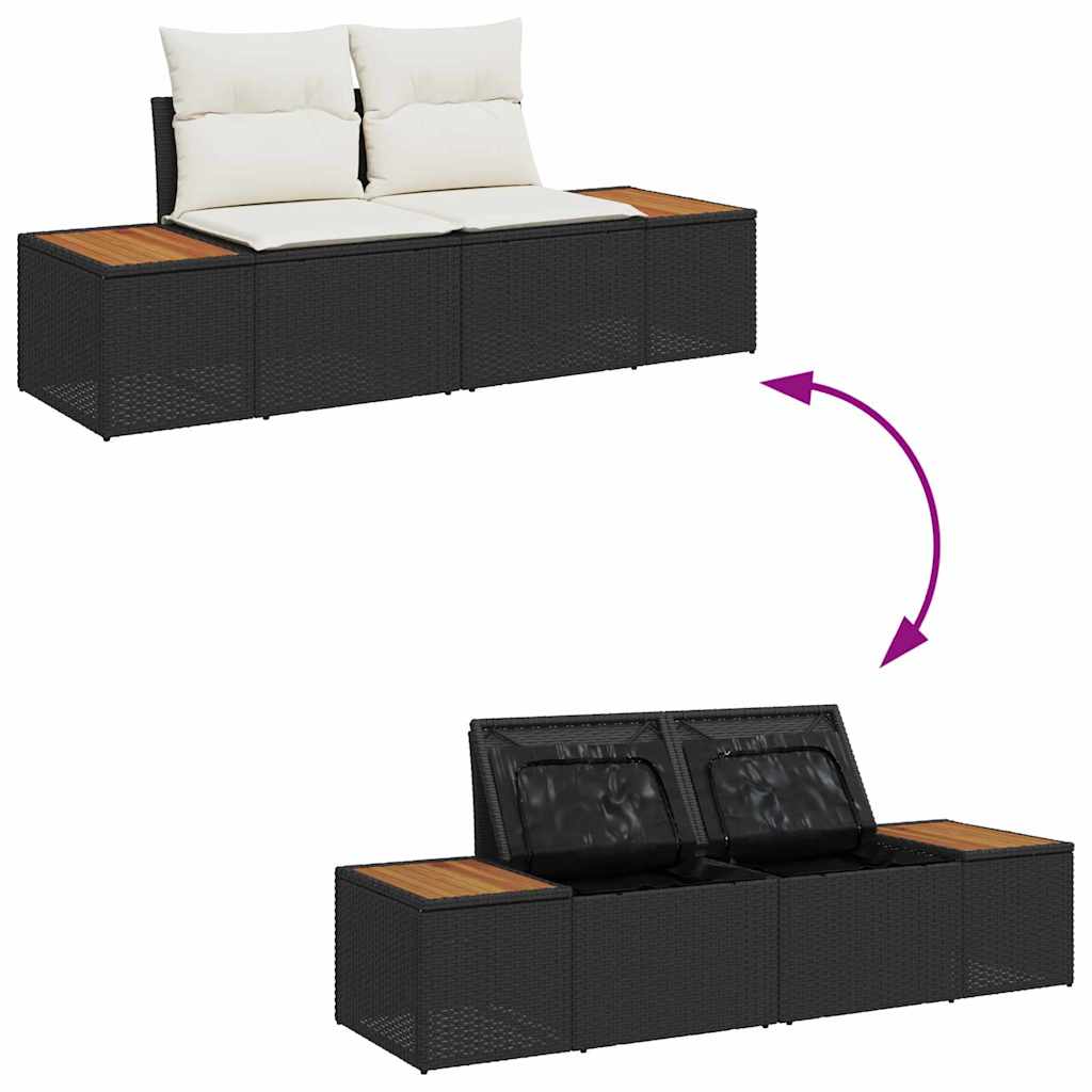 Sodo Sofų Rinkinys su pagalve 7 pcs Juoda Poli ratanas