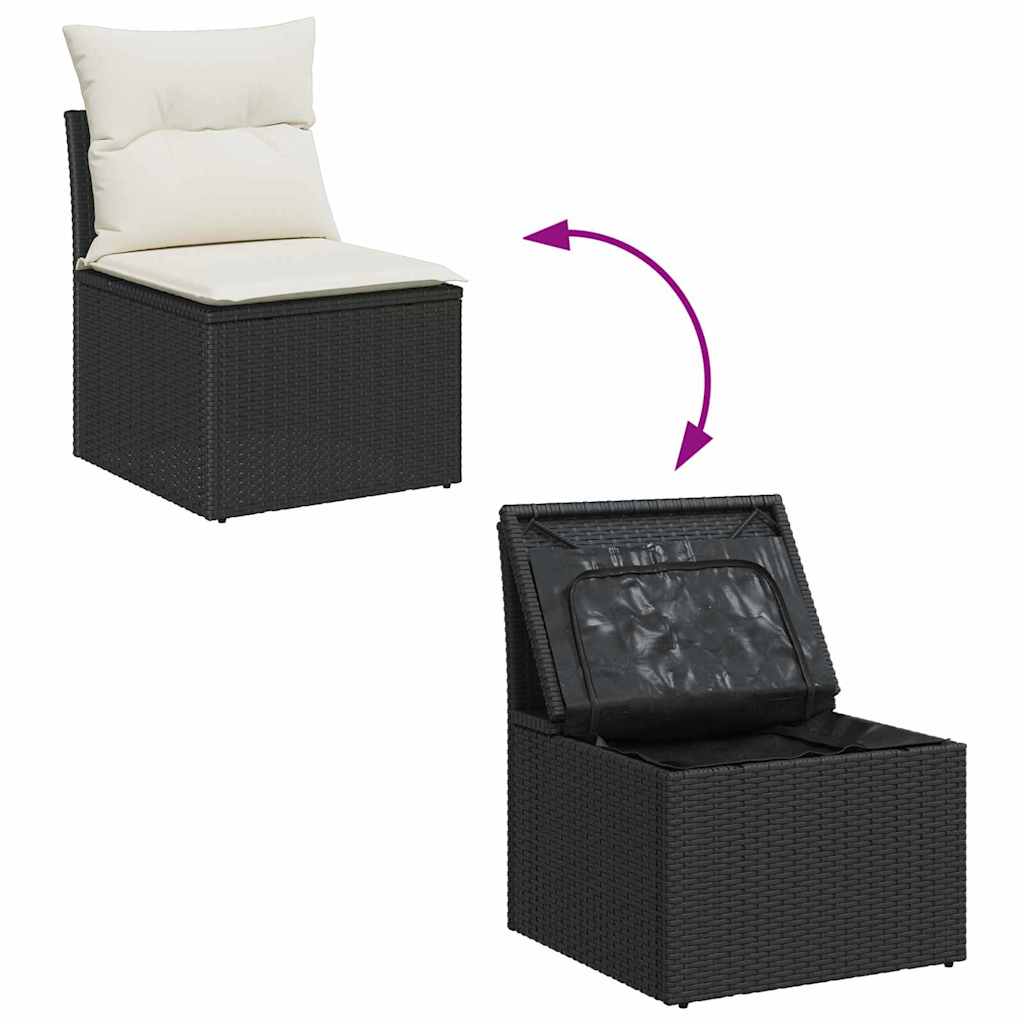 Sodo Sofų Rinkinys su pagalve 7 pcs Juoda Poli ratanas