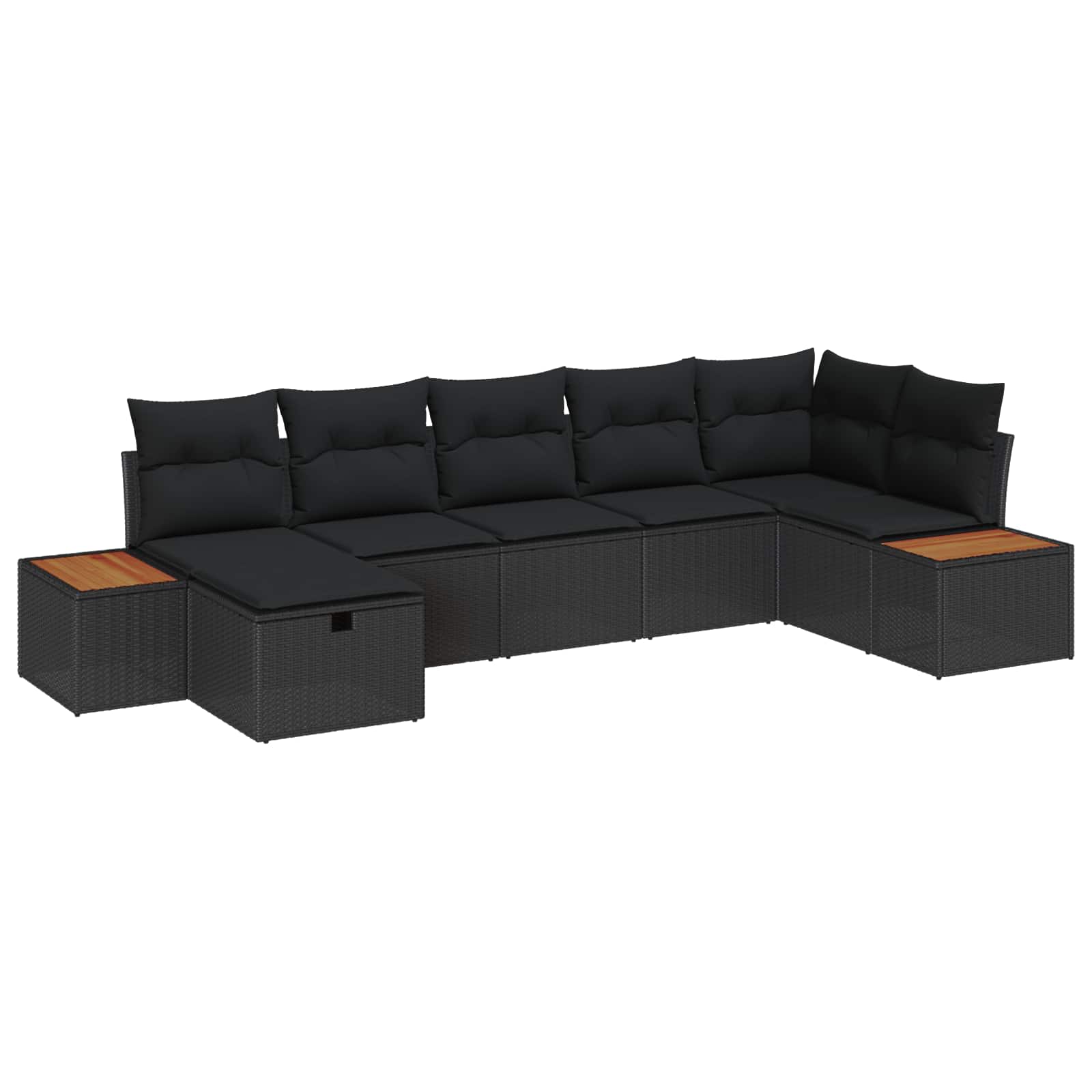 Sodo Sofų Rinkinys su pagalve 7 pcs Juoda Poli ratanas