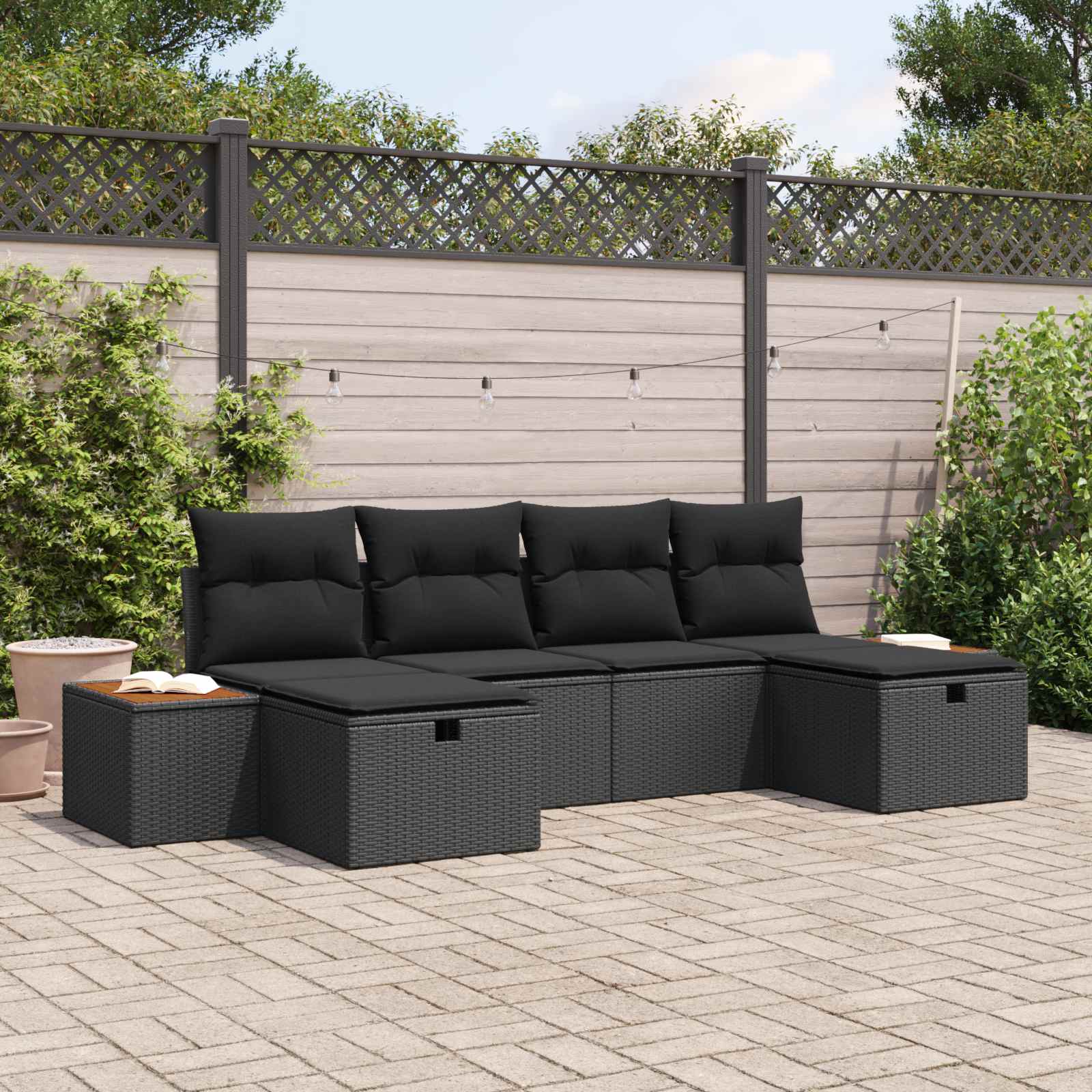Sodo Sofų Rinkinys 6 pcs Juoda 55 x 62 x 69 cm Poli ratanas