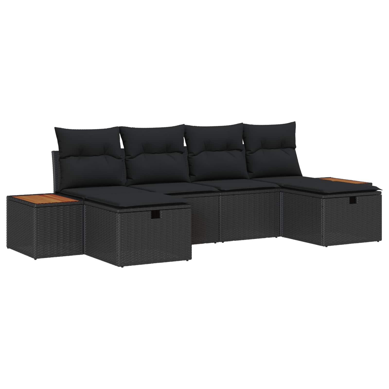 Sodo Sofų Rinkinys 6 pcs Juoda 55 x 62 x 69 cm Poli ratanas