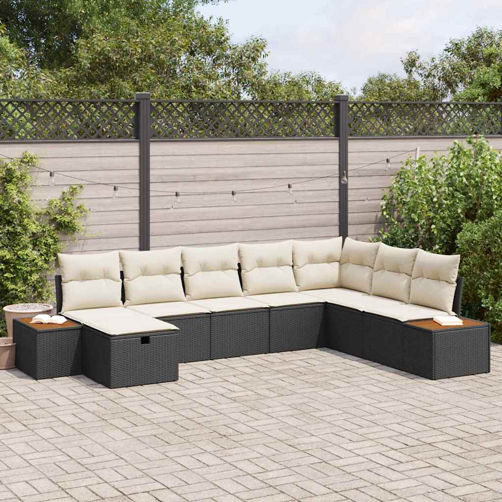 Sodo Sofų Rinkinys 8 pcs Juoda 55 x 62 x 69 cm Poli ratanas
