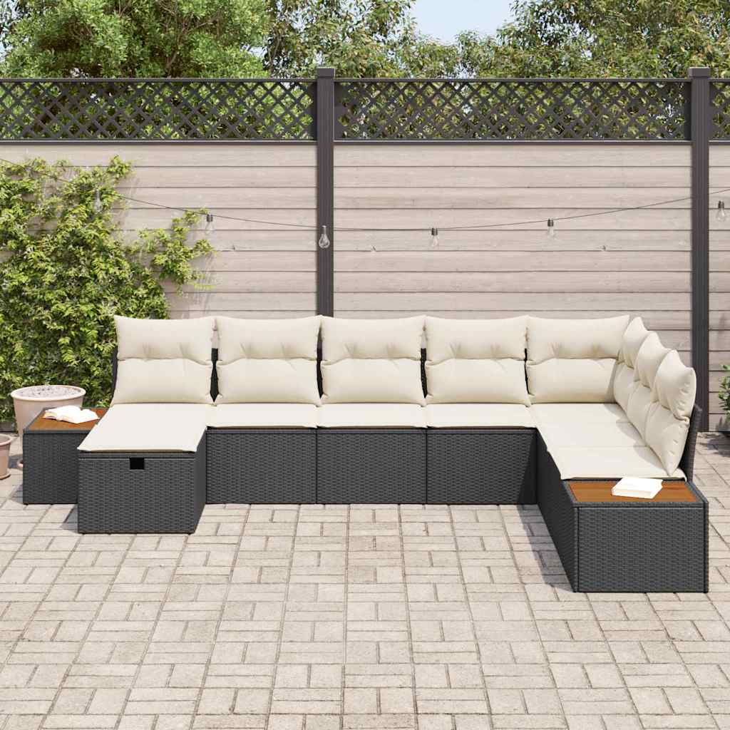 Sodo Sofų Rinkinys 8 pcs Juoda 55 x 62 x 69 cm Poli ratanas