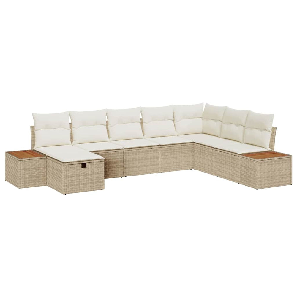 8 dalių sodo sofa rinkinys su pagalvėlėmis, Smėlinė, Poliratanas