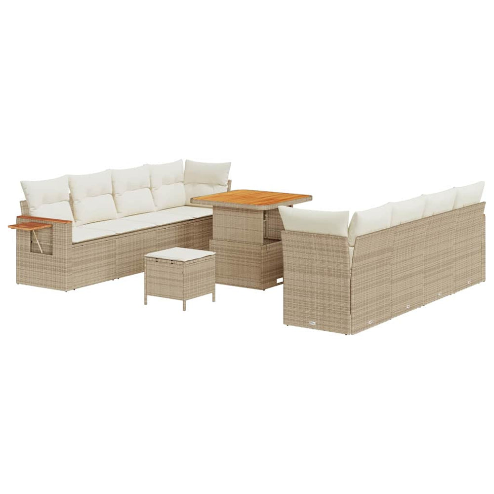11 dalių sodo sofa rinkinys su pagalvėlėmis smėlio poliratanas akacija