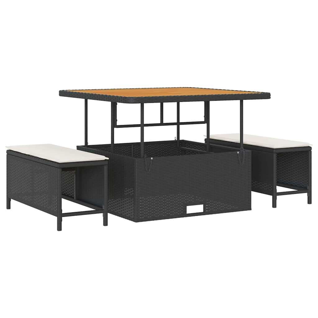 11 dalių sodo sofa rinkinys su pagalvėlėmis juodas poli ratanas