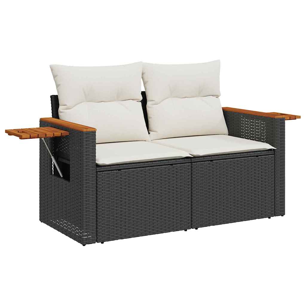 10 dalių sodo sofa rinkinys su pagalvėlėmis juodas poli ratanas akacija