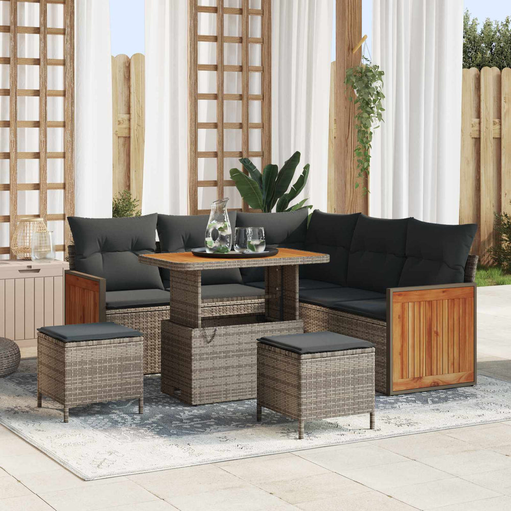 Sodo Sofų Rinkinys su pagalve 8 pcs Pilka
