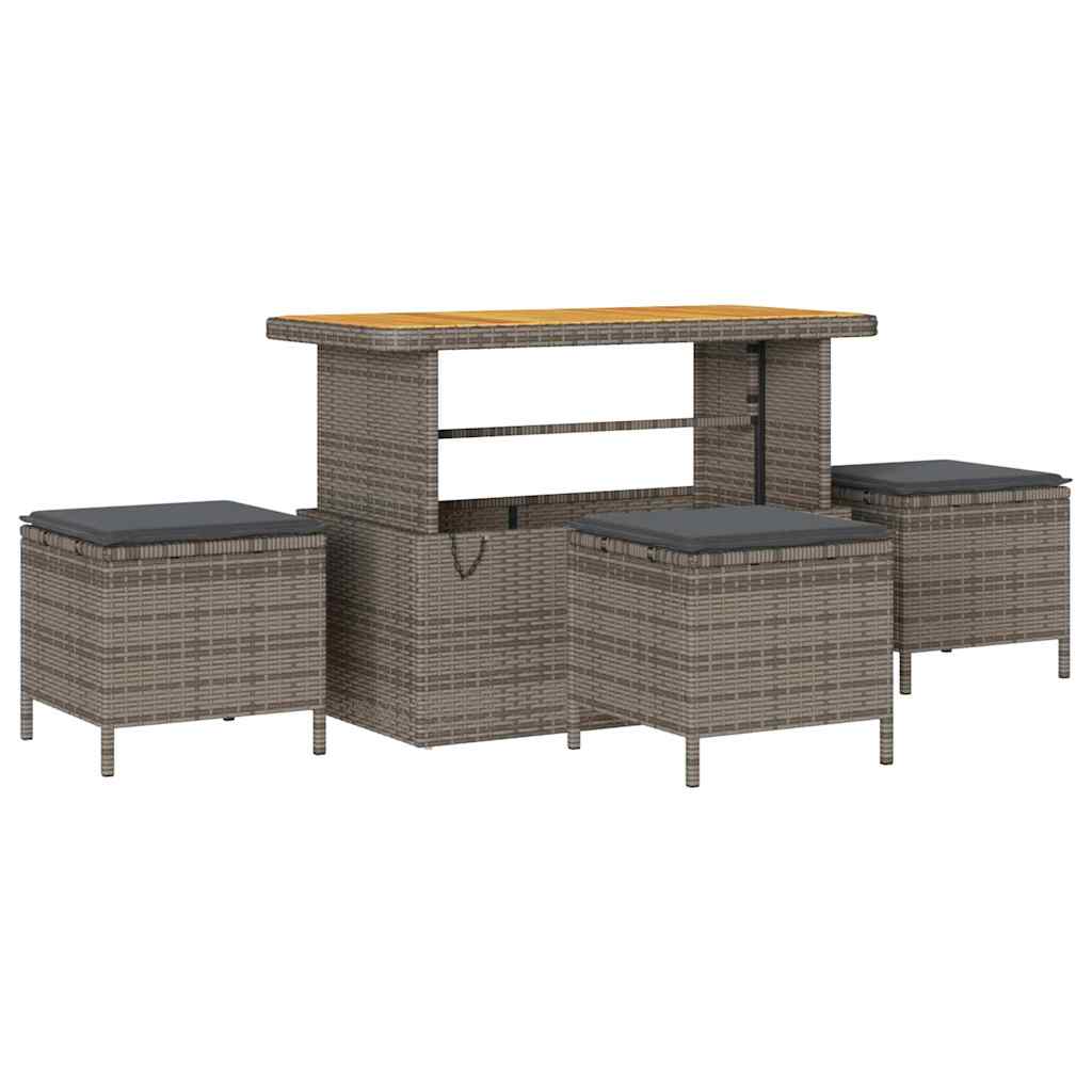 9 dalių Sodo Sofa Rinkinys su Pagalvėmis Pilka Poli Ratanas Akacijos
