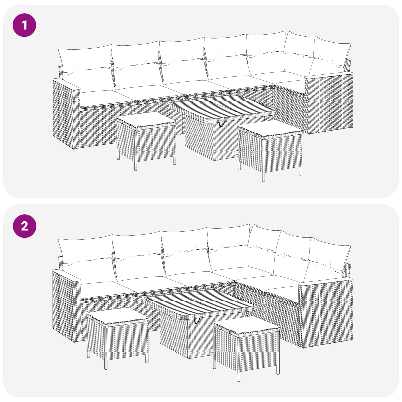 Sodo Sofų Rinkinys su pagalve 9 pcs Bežinė ir kreminė