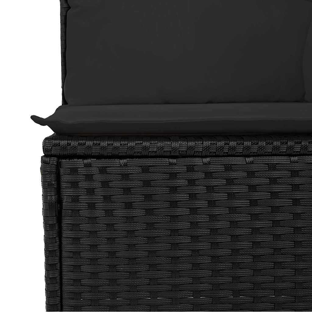 10 dalių sodo sofa su pagalvėmis Juoda Poli ratanas Akacija