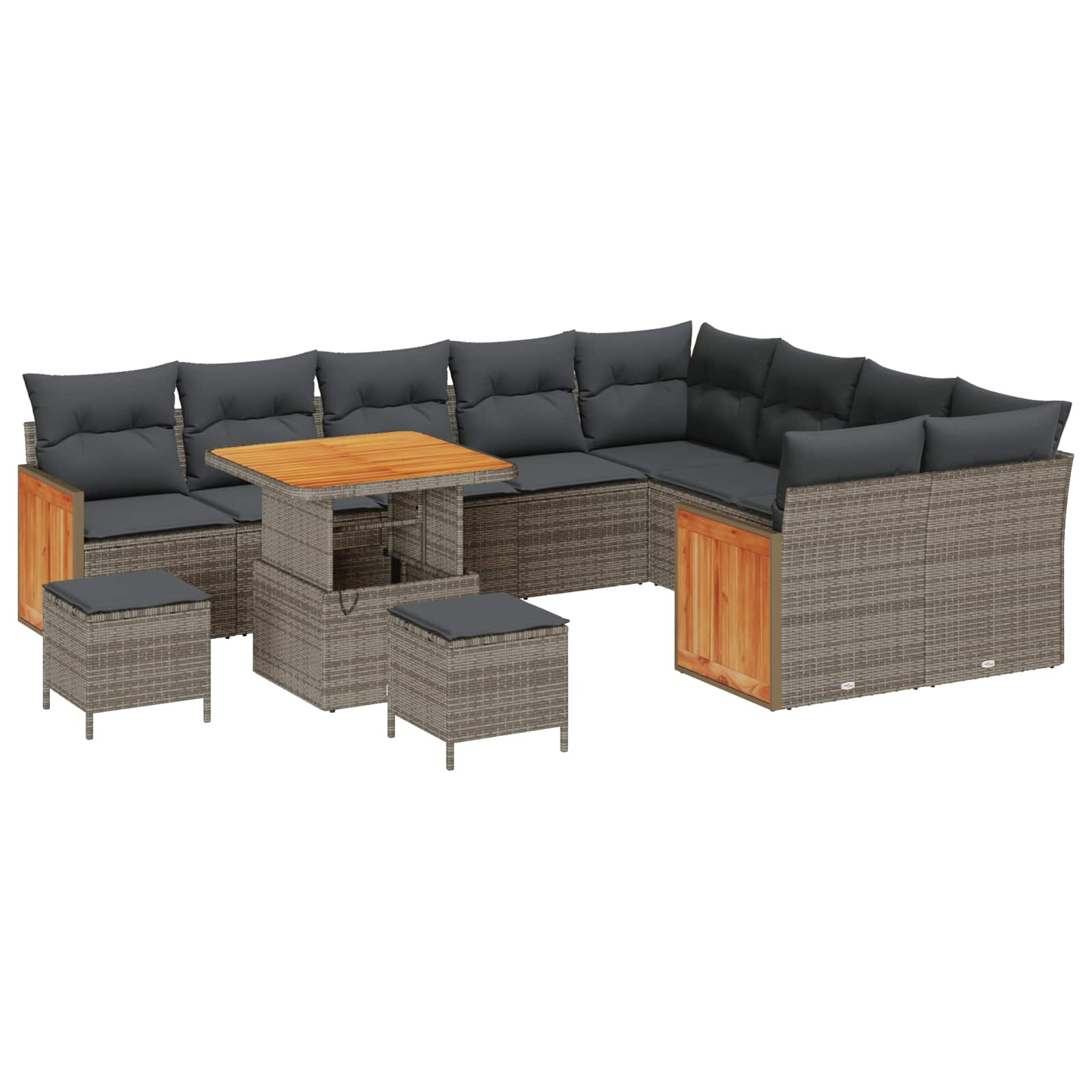 Sodo Sofų Rinkinys su pagalve 12 pcs Pilka