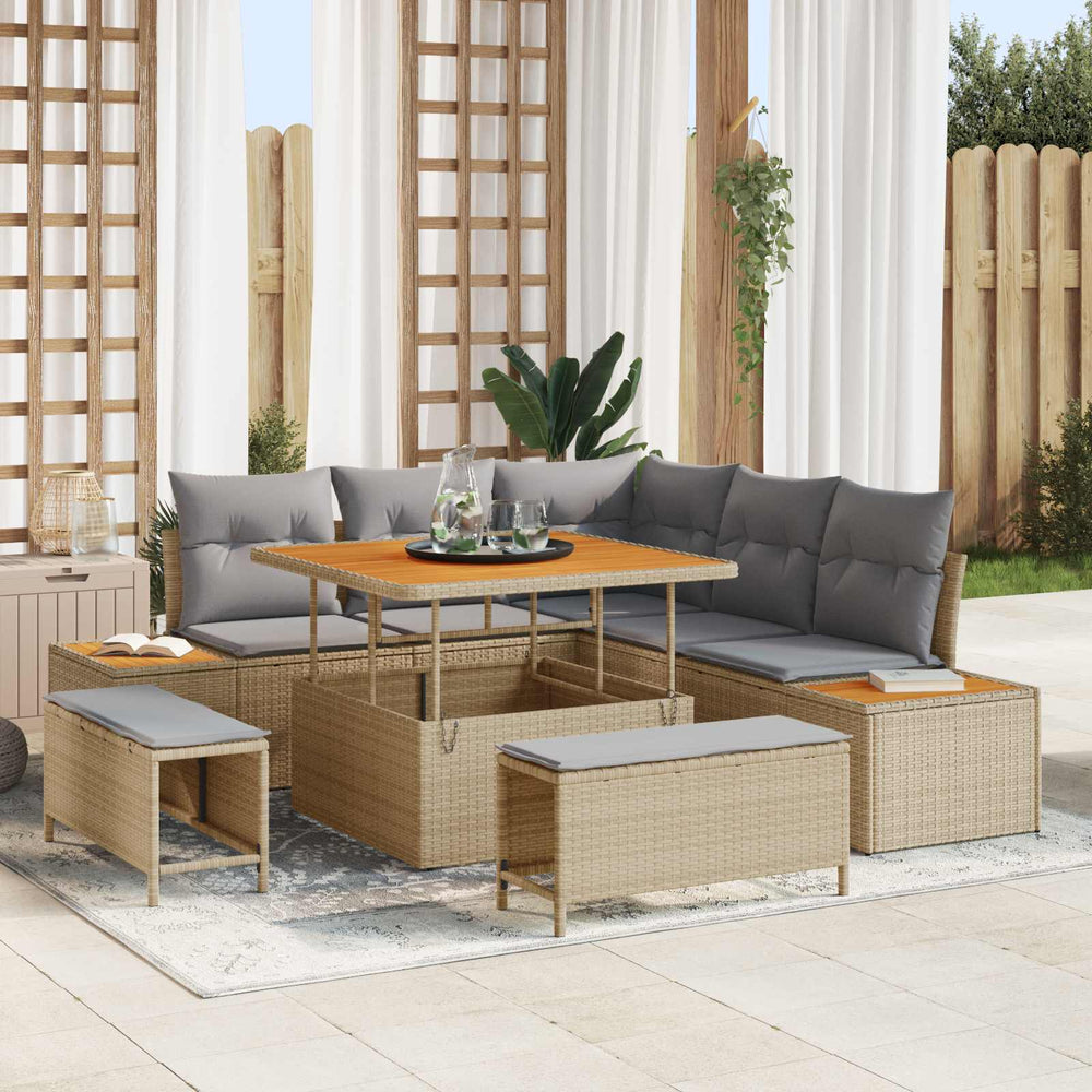 Sodo Sofų Rinkinys su pagalve 8 pcs Bežinė ir šviesiai pilka
