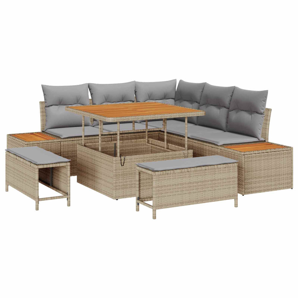 Sodo Sofų Rinkinys su pagalve 8 pcs Bežinė ir šviesiai pilka