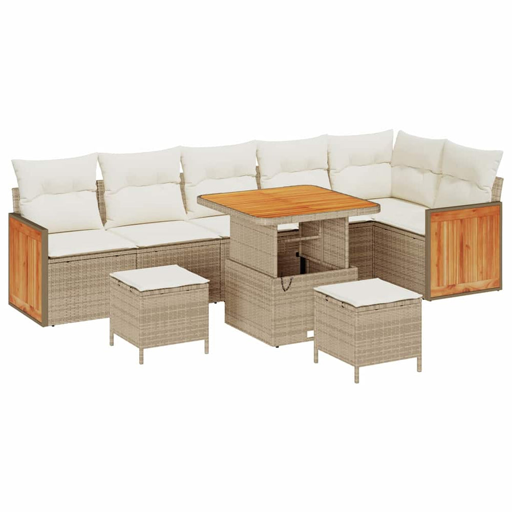 9 dalių sodo sofa rinkinys su pagalvėlėmis smėlio poli ratanas akacija