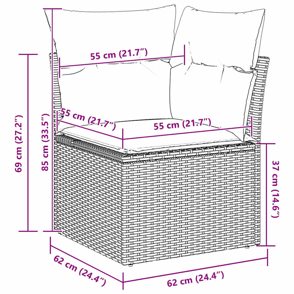 10 dalių sodo sofa komplektas su pagalvėlėmis smėlio poli ratanas akacija