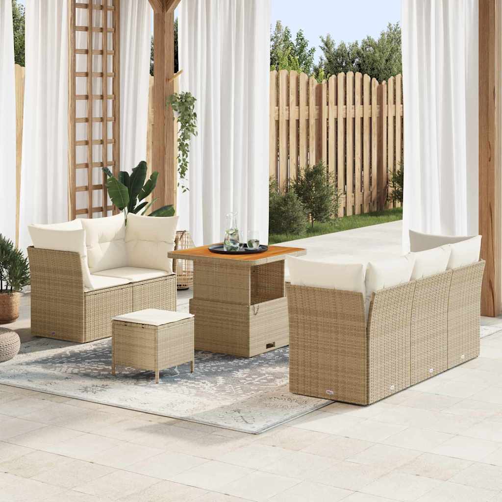 Sodo Sofų Rinkinys su pagalve 8 pcs smėlio ir kreminės spalvos