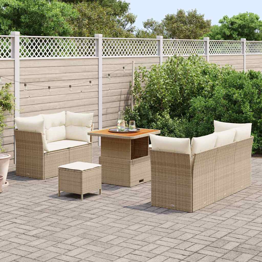Sodo Sofų Rinkinys su pagalve 8 pcs smėlio ir kreminės spalvos