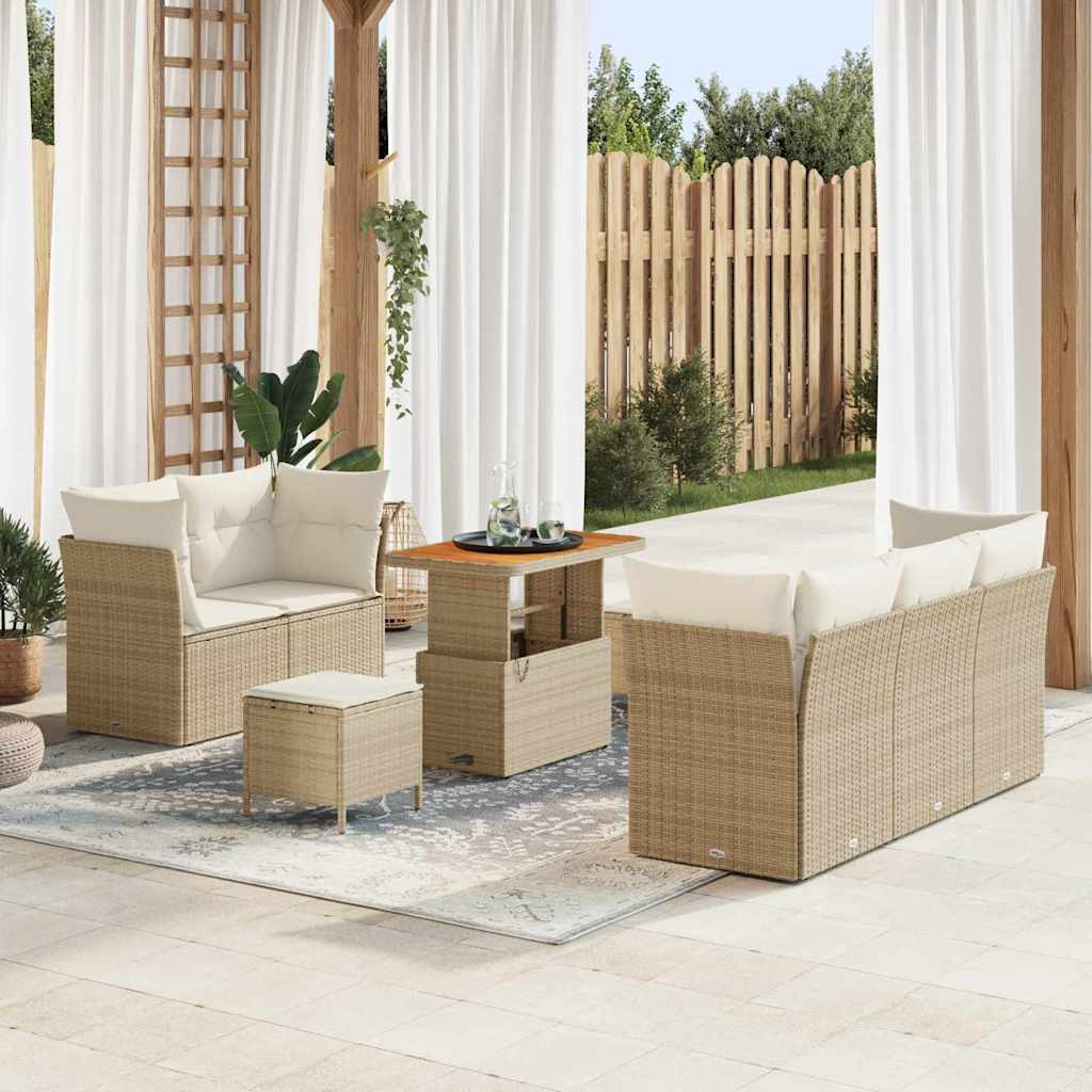 Garden Sofa Set with Cushion 8 pcs Sand and Cream