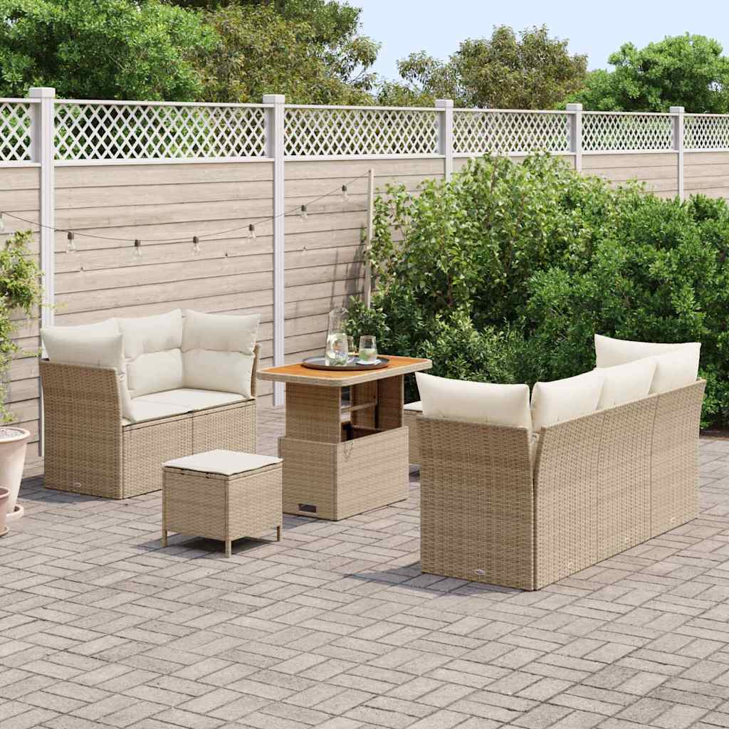 Garden Sofa Set with Cushion 8 pcs Sand and Cream