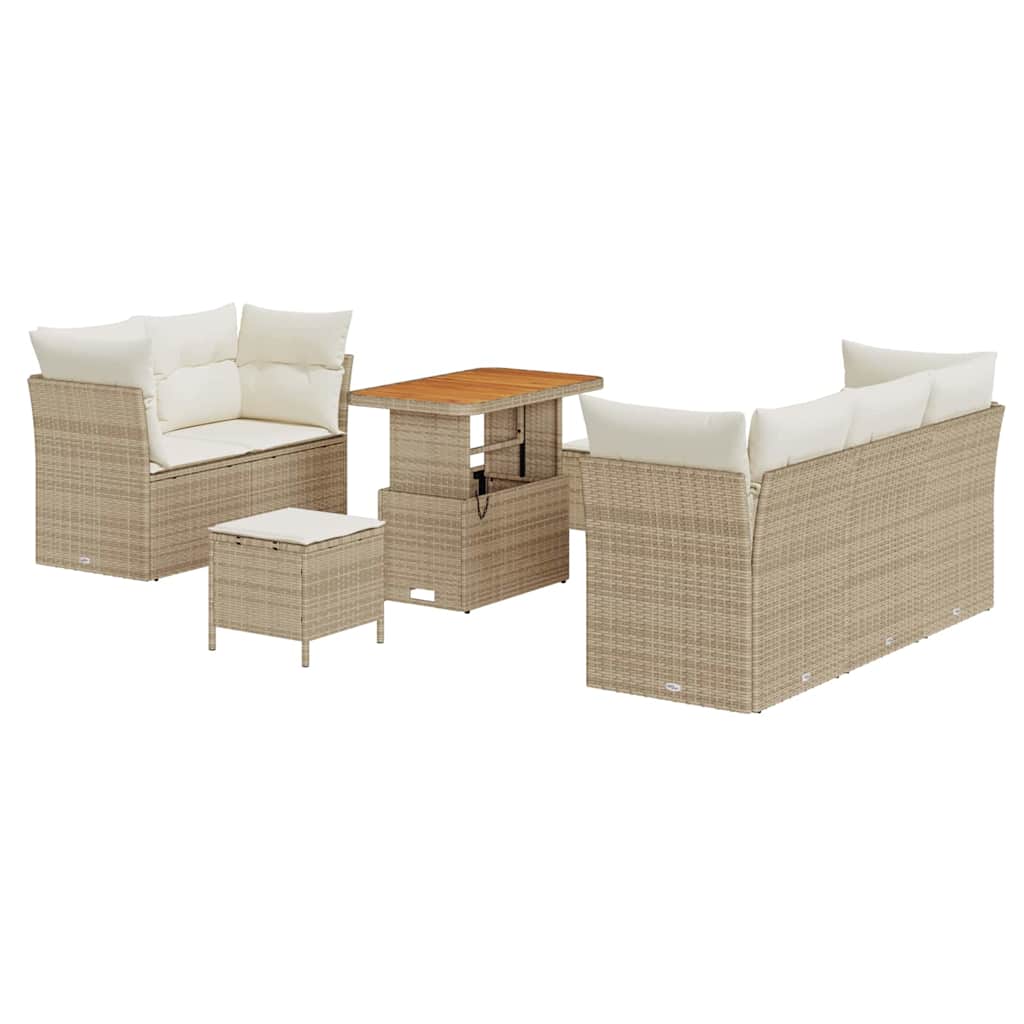 Garden Sofa Set with Cushion 8 pcs Sand and Cream