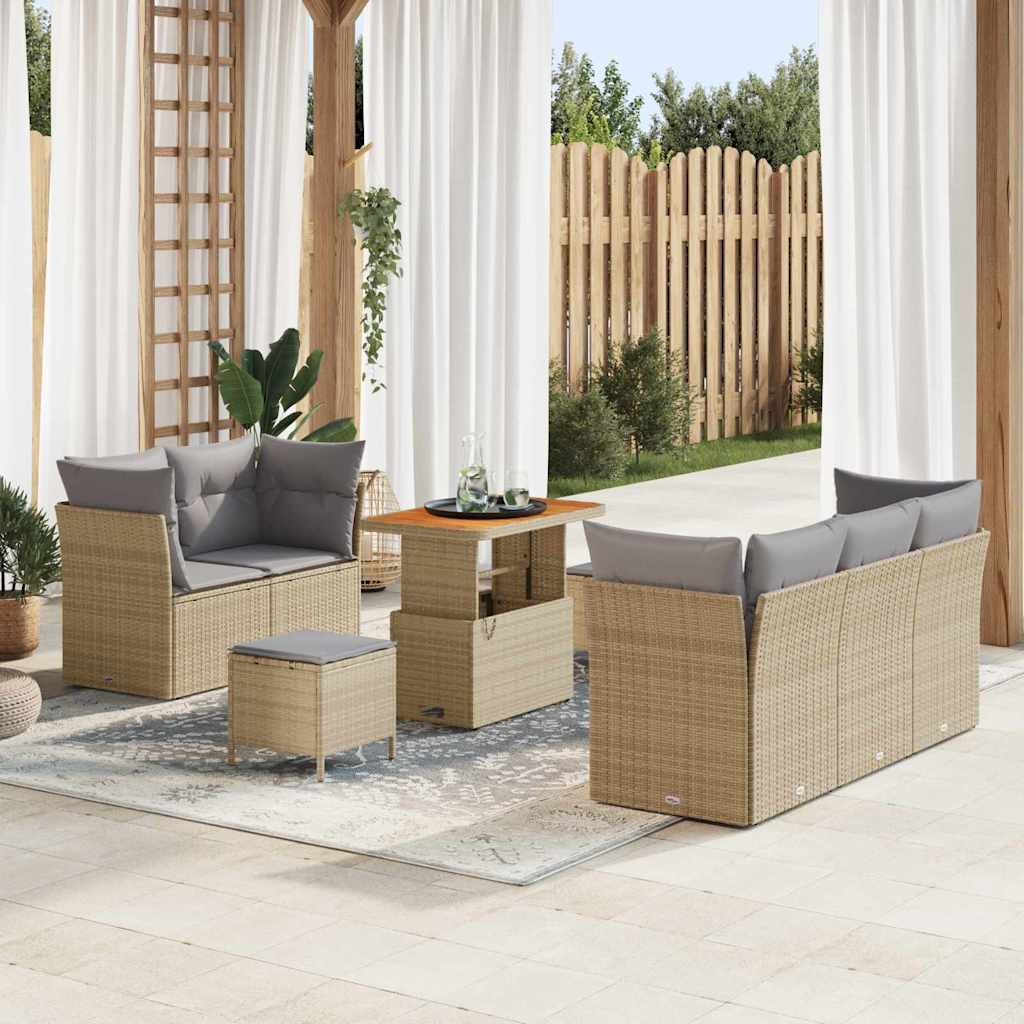 Sodo Sofų Rinkinys 8 pcs smėlio ir šviesiai pilkos spalvos