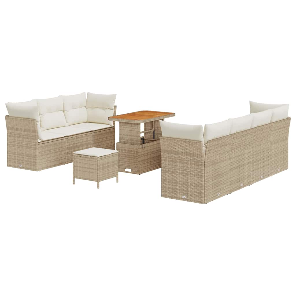 Garden Sofa Set with Cushion 10 pcs Sand and Cream