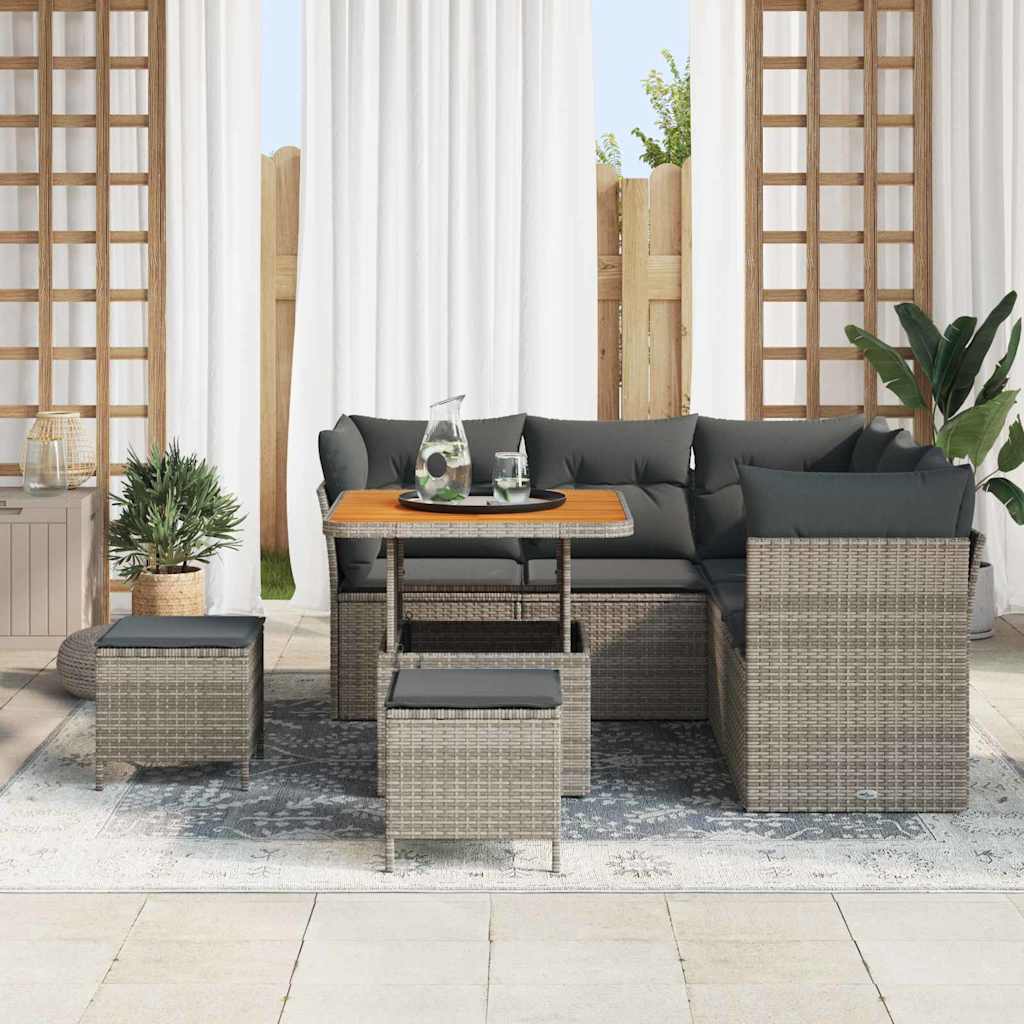Sodo Sofų Rinkinys su pagalve su saugykla 8 pcs Pilka