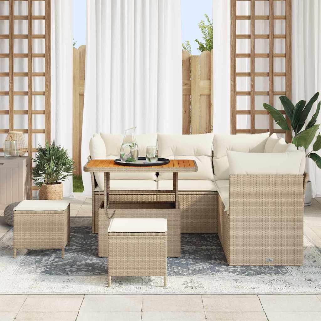 Garden Sofa Set with Cushion 8 pcs Sand and Cream