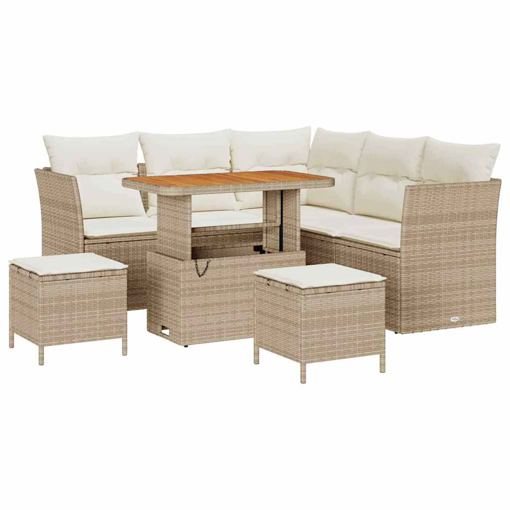 Garden Sofa Set with Cushion 8 pcs Sand and Cream