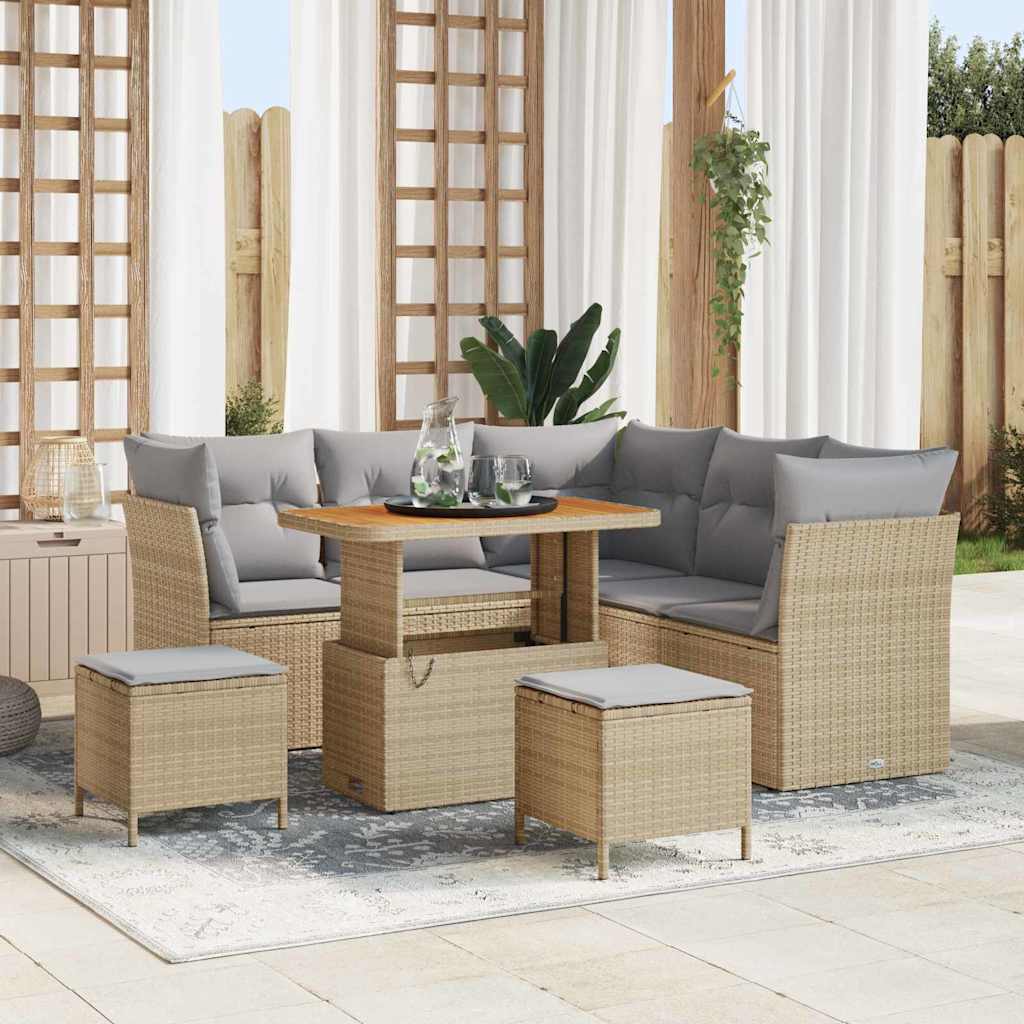 8-Piece Garden Sofa Set in Sand and Light Grey