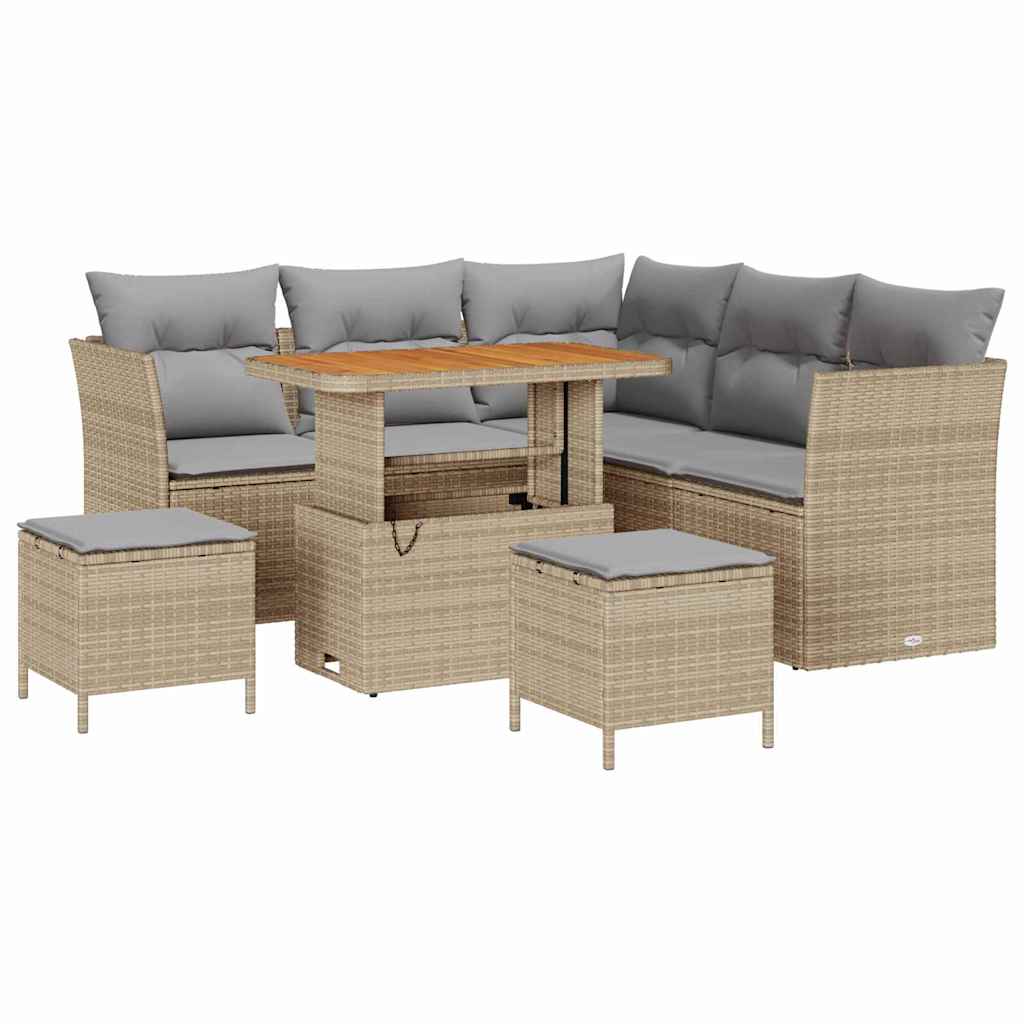 8-Piece Garden Sofa Set in Sand and Light Grey