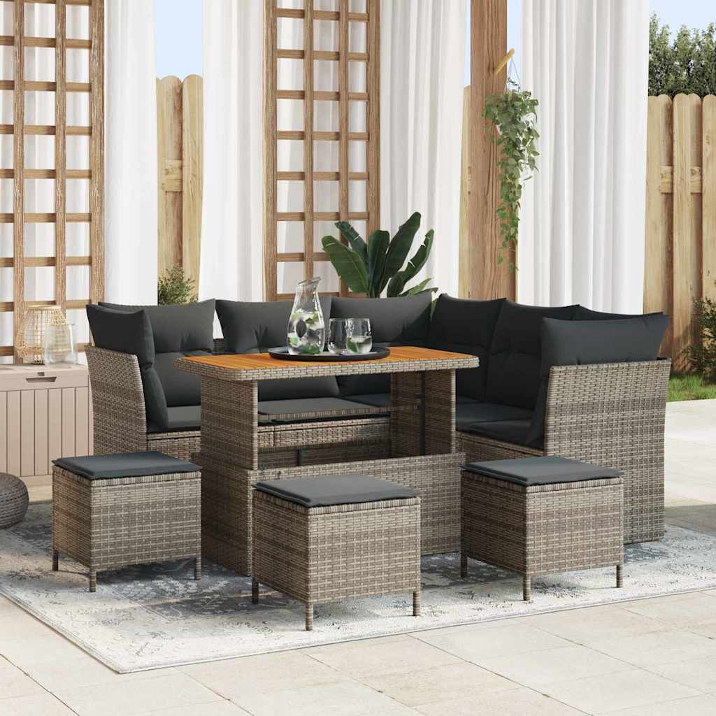 Outdoor Sofa Set with Storage Cushion 9 pcs Grey