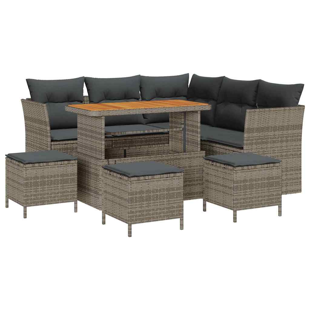 Outdoor Sofa Set with Storage Cushion 9 pcs Grey