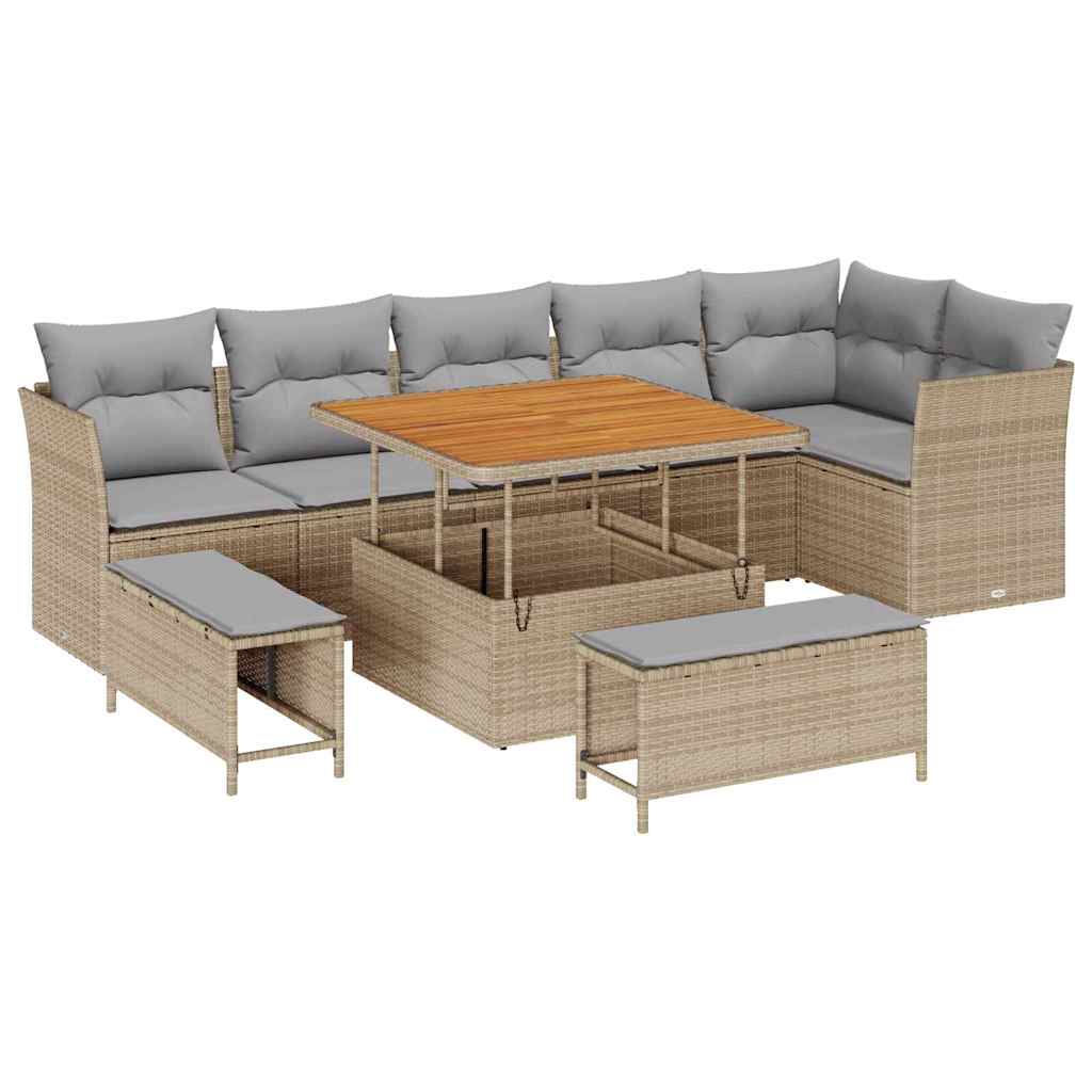 Sodo Sofų Rinkinys 9 pcs smėlio ir šviesiai pilkos spalvos