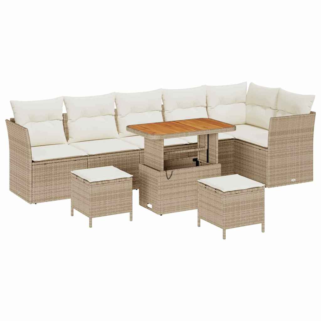 Sodo Sofų Rinkinys su pagalve 9 pcs smėlio ir kreminės spalvos