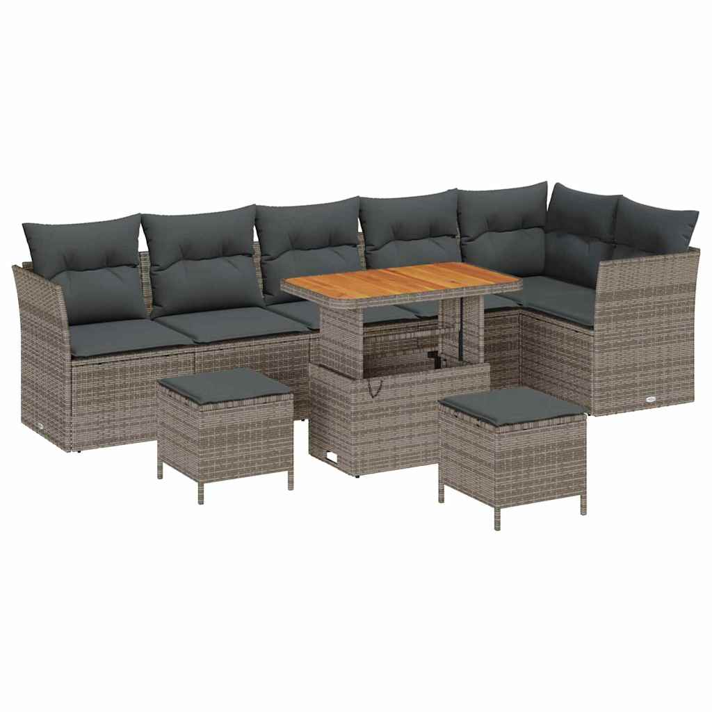 Outdoor Sofa Set with Storage Cushion 9 pcs Grey
