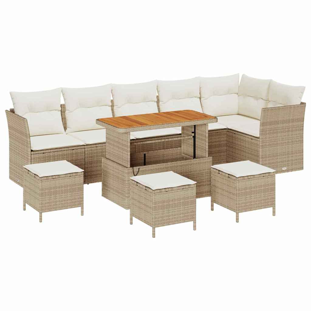 Garden Sofa Set with Cushion 10 pcs Sand and Cream