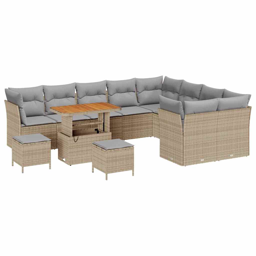 Sodo Sofų Rinkinys 12 pcs smėlio ir šviesiai pilkos spalvos