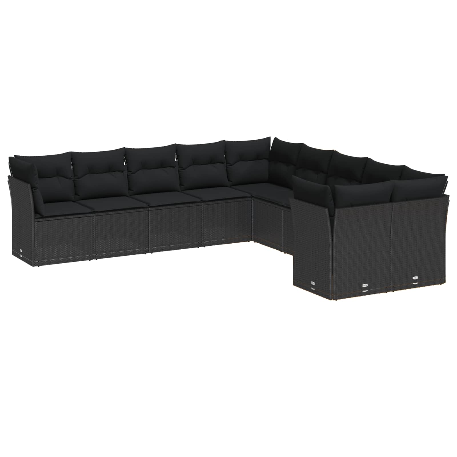13 dalių sodo sofa komplektas su pagalvėmis Juodas poli ratanas akacija