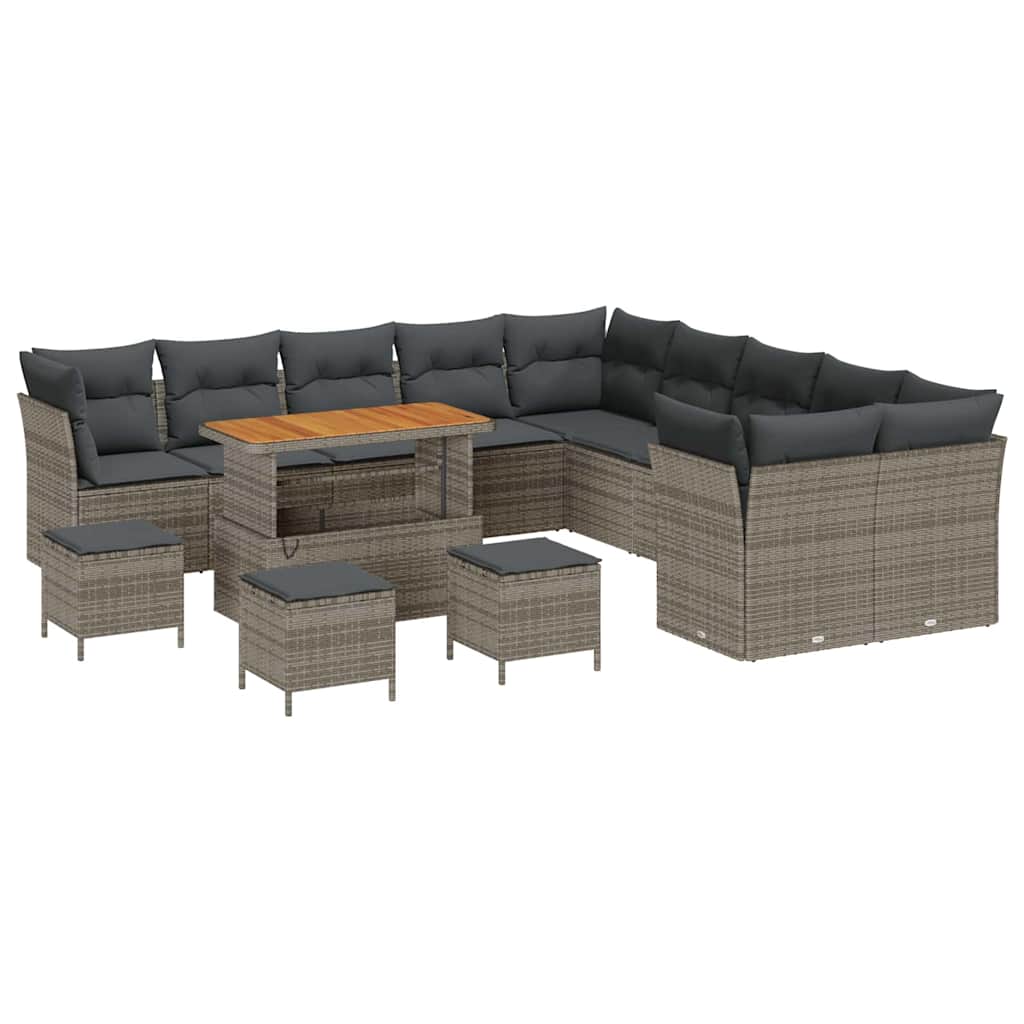 Sodo Sofų Rinkinys su pagalve 14 pcs Pilka 110 x 55 x 71 cm