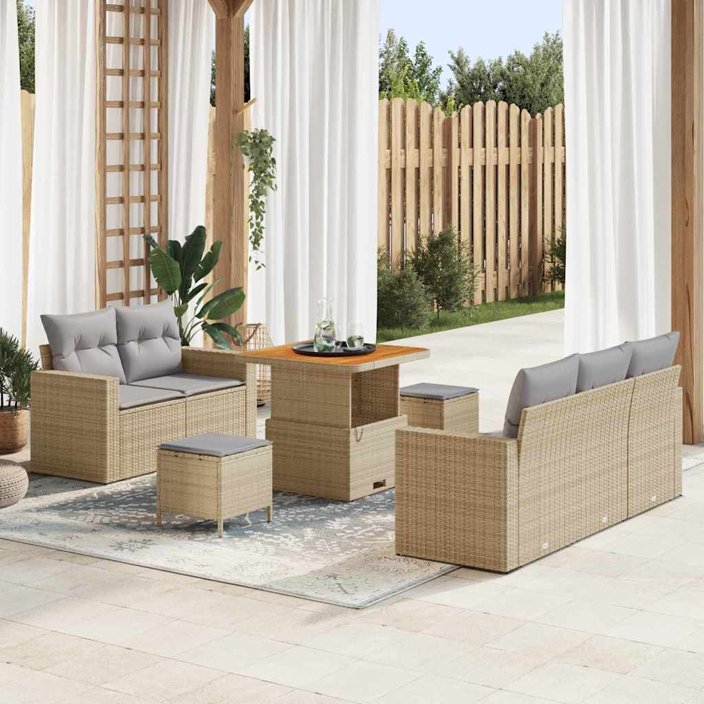 Sodo Sofų Rinkinys 8 pcs smėlio ir šviesiai pilkos spalvos