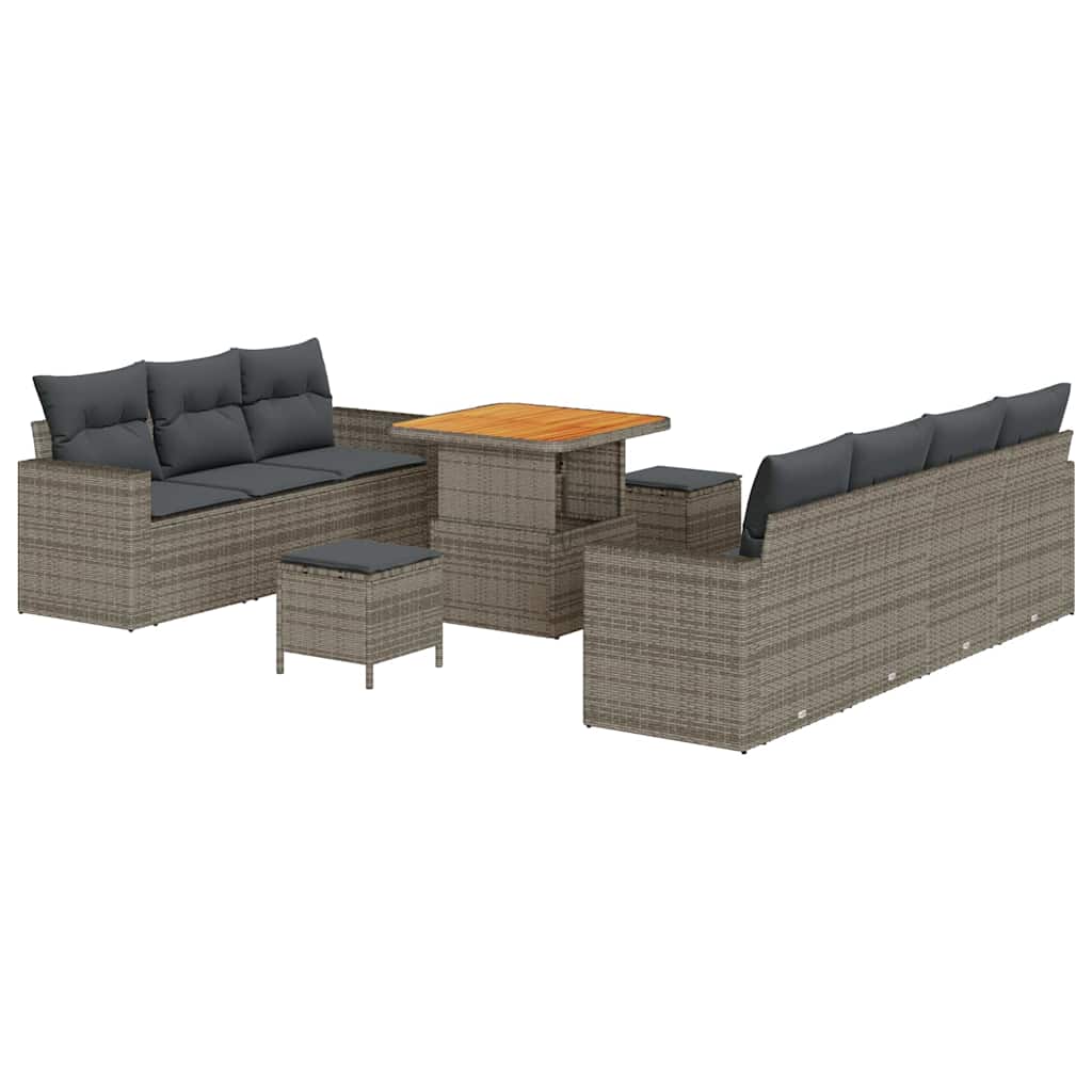 Sodo Sofų Rinkinys su pagalve su saugykla 10 pcs Pilka