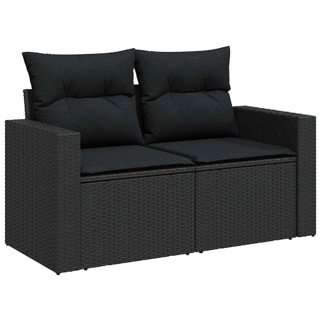 10 dalių sodo sofa su pagalvėmis juodai poli ratanas akacija