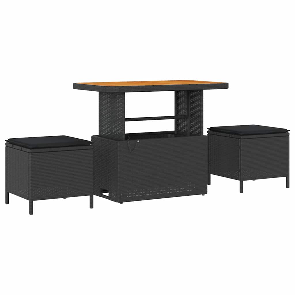 10 dalių sodo sofa su pagalvėmis juodai poli ratanas akacija