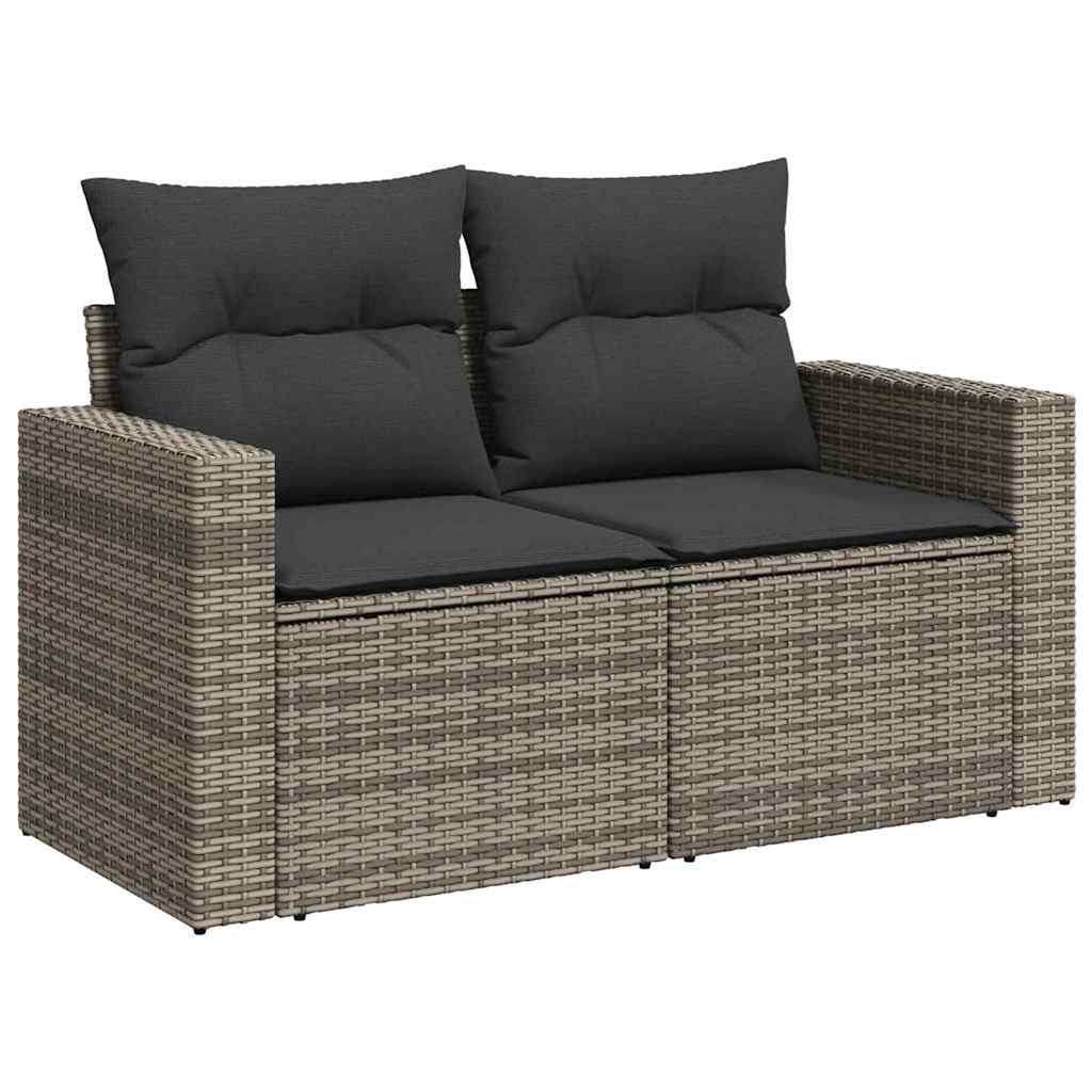 11 dalis sodo sofa rinkinys su pagalvėlėmis pilkas poli ratanas akacija