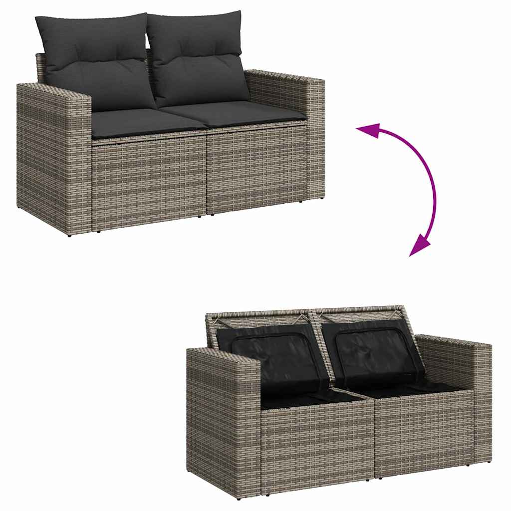 11 dalis sodo sofa rinkinys su pagalvėlėmis pilkas poli ratanas akacija