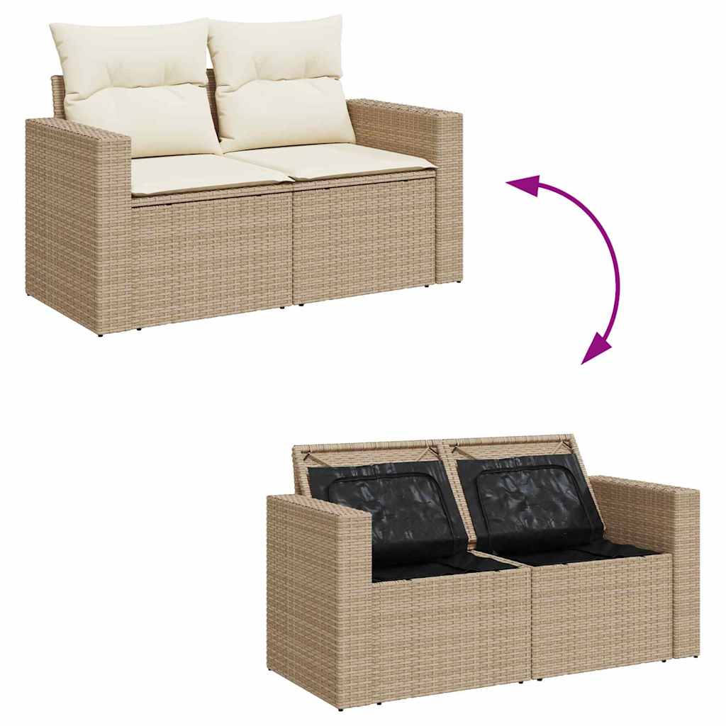 11 dalių sodo sofa su pagalvėlėmis smėlio spalvos poli ratanas akacija