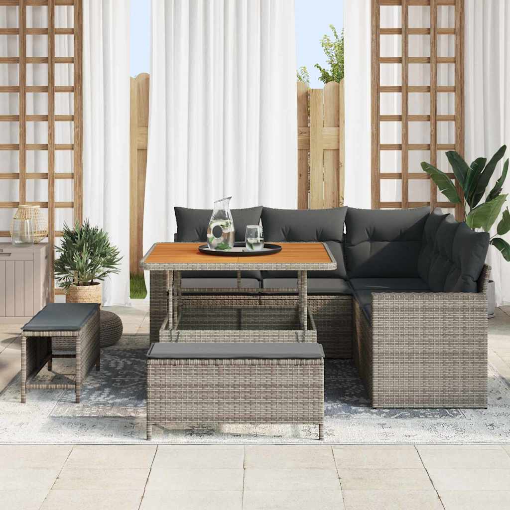 Garden Sofa Set with Cushion Storage 8 pcs Grey